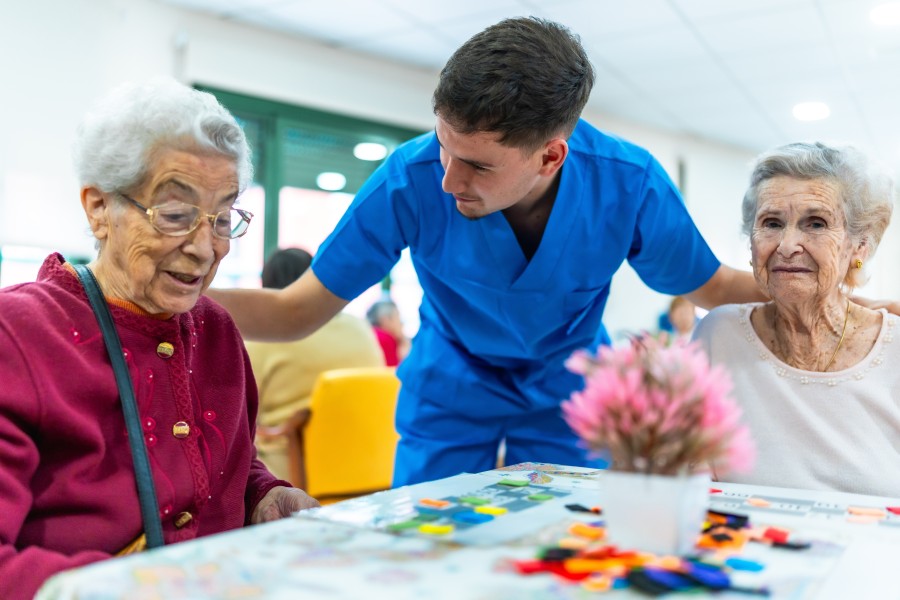 Caregiver providing compassionate support to senior